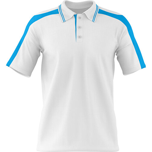 Poloshirt Individuell Gestaltbar , weiss / himmelblau, 200gsm Poly / Cotton Pique, M, 70,00cm x 49,00cm (Höhe x Breite), Bild 1