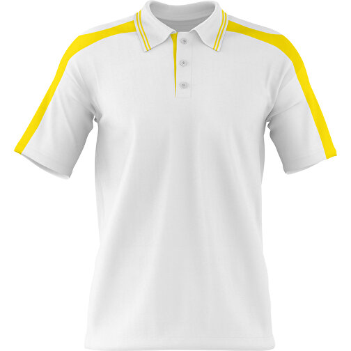 Poloshirt Individuell Gestaltbar , weiß / gelb, 200gsm Poly / Cotton Pique, XL, 76,00cm x 59,00cm (Höhe x Breite), Bild 1