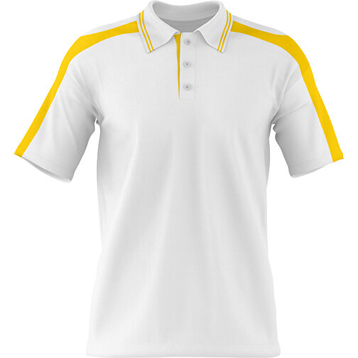 Poloshirt Individuell Gestaltbar , weiss / goldgelb, 200gsm Poly / Cotton Pique, M, 70,00cm x 49,00cm (Höhe x Breite), Bild 1