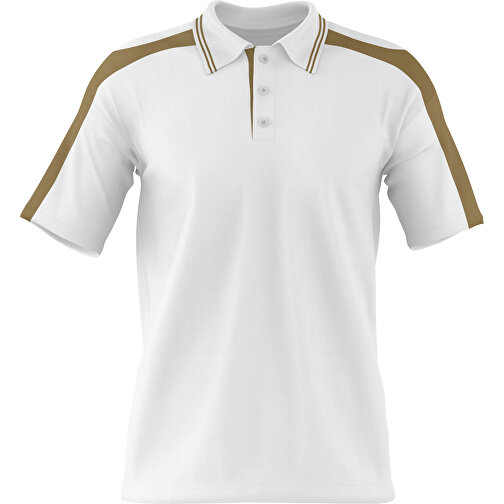 Poloshirt Individuell Gestaltbar , weiß / gold, 200gsm Poly / Cotton Pique, L, 73,50cm x 54,00cm (Höhe x Breite), Bild 1