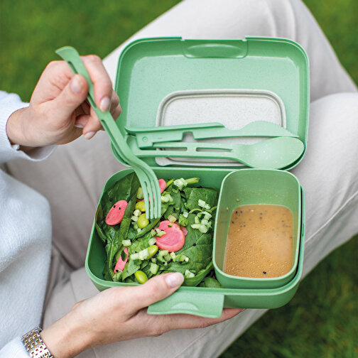 CANDY READY Lunchbox-Set + Besteck-Set , Koziol, nature ash grey, Organic Bio-Circular, 19,00cm x 6,50cm x 13,50cm (Länge x Höhe x Breite), Bild 2
