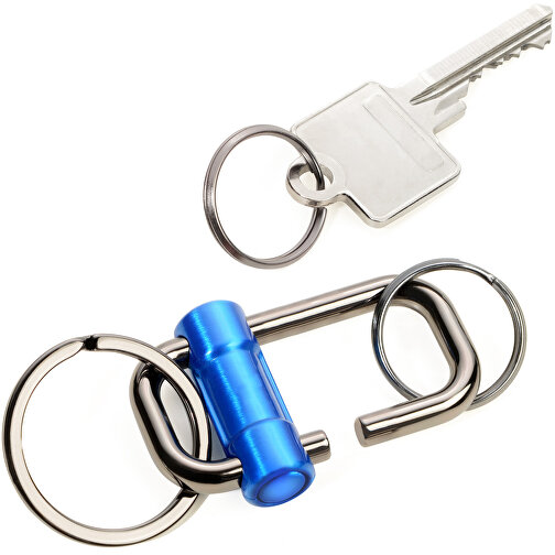 TROIKA Schlüsselanhänger 2-WAY KEY , Troika, blau, gunmetal, Metallguss, 9,50cm x 1,20cm x 3,30cm (Länge x Höhe x Breite), Bild 2