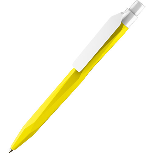 Prodir QS20 PMP-P Clip Flat Druckkugelschreiber , Prodir, gelb weiß, Kunststoff, 14,10cm x 1,60cm (Länge x Breite), Bild 1