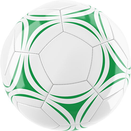 Fußball Gold 32-Panel-Promotionball - Individuell Bedruckt , weiß / grün, PU/PVC, 3-lagig, , Bild 1