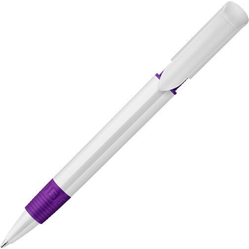 Kugelschreiber S40 Grip Hardcolour , weiß / purple, ABS, 13,90cm (Länge), Bild 1
