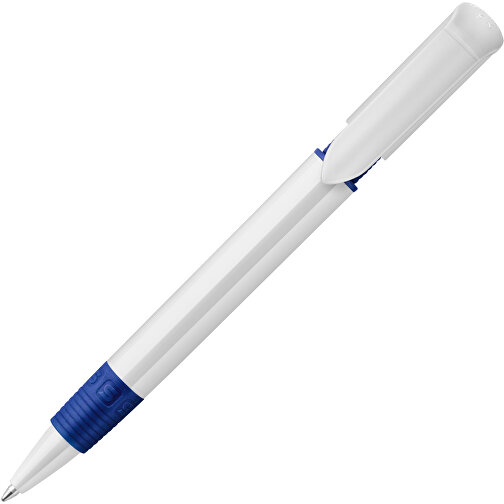 Kugelschreiber S40 Grip Hardcolour , weiß / dunkelblau, ABS, 13,90cm (Länge), Bild 1