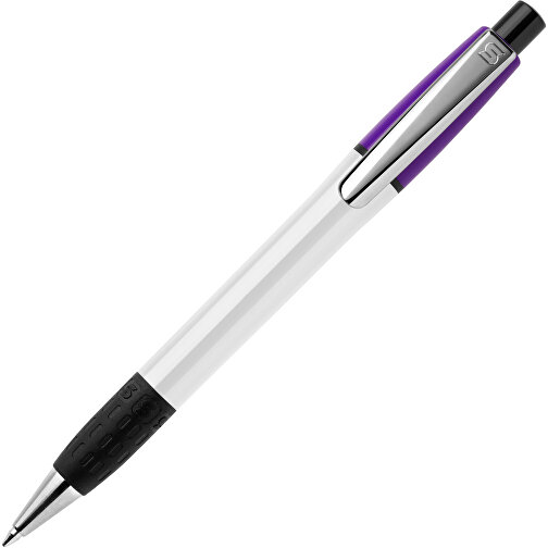 Kugelschreiber Semyr Grip Colour Hardcolour , weiß / purple, ABS & Metall, 13,70cm (Länge), Bild 1