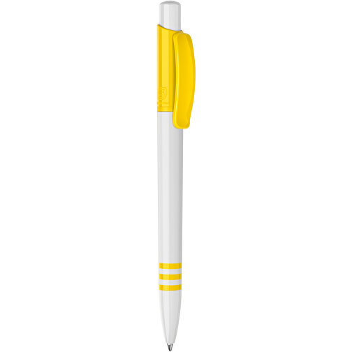 Kugelschreiber Tropic Hardcolour , weiß / gelb, ABS, 13,80cm (Höhe), Bild 1