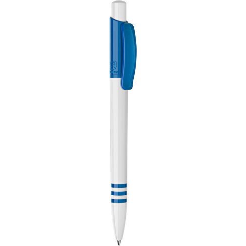 Kugelschreiber Tropic Hardcolour , weiß / blau, ABS, 13,80cm (Höhe), Bild 1