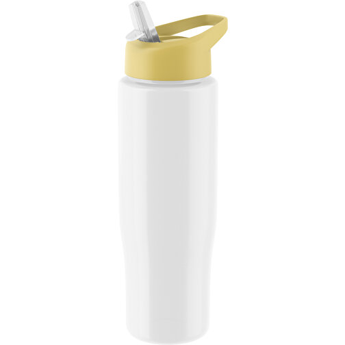 H2O Active® Tempo 700 Ml Sportflasche Mit Ausgussdeckel , weiß / gelb, PET-Kunststoff, PP-Kunststoff, 23,90cm (Höhe), Bild 1