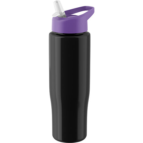 H2O Active® Tempo 700 Ml Sportflasche Mit Ausgussdeckel , schwarz / lila, PET-Kunststoff, PP-Kunststoff, 23,90cm (Höhe), Bild 1
