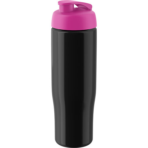 H2O Active® Tempo 700 Ml Sportflasche Mit Klappdeckel , schwarz / rosa, PET und PP-Kunststoff, 23,90cm (Höhe), Bild 1