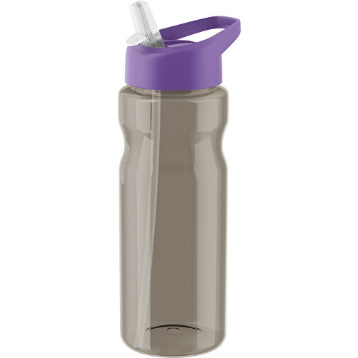 H2O Active® Eco Base 650 Ml Sportflasche Mit Ausgussdeckel , kohle transparent / lila, PCR plastic, PP-Kunststoff, Silikon-Kunststoff, 22,40cm (Höhe), Bild 1