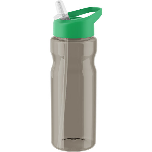 H2O Active® Eco Base 650 Ml Sportflasche Mit Ausgussdeckel , kohle transparent / hellgrün, PCR plastic, PP-Kunststoff, Silikon-Kunststoff, 22,40cm (Höhe), Bild 1