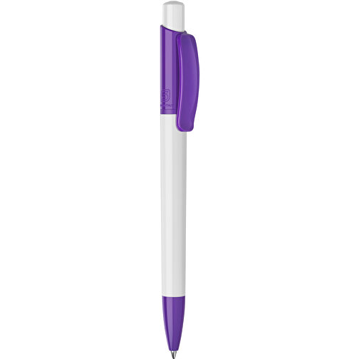 Kugelschreiber Kamal Hardcolour , weiß / purple, ABS, 13,80cm (Höhe), Bild 1
