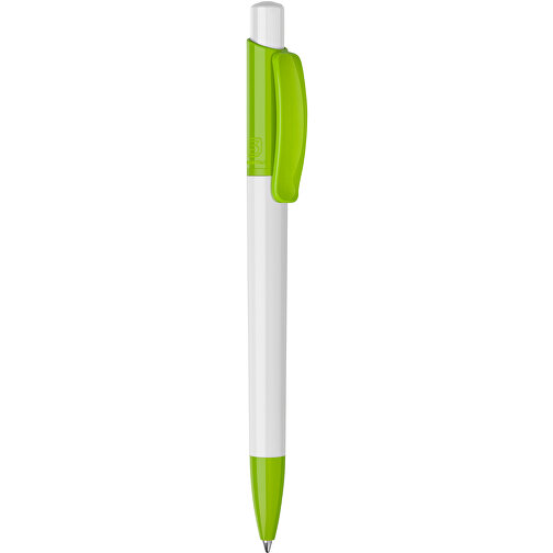 Kugelschreiber Kamal Hardcolour , weiß / hellgrün, ABS, 13,80cm (Höhe), Bild 1