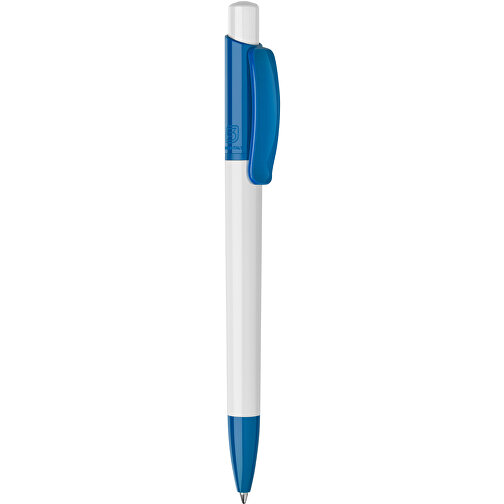 Kugelschreiber Kamal Hardcolour , weiß / blau, ABS, 13,80cm (Höhe), Bild 1