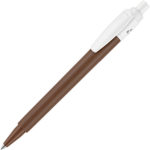 Kugelschreiber Baron 03 Colour Recycled Hardcolour , braun / weiss, Recycled ABS, 13,40cm (Länge), Bild 1