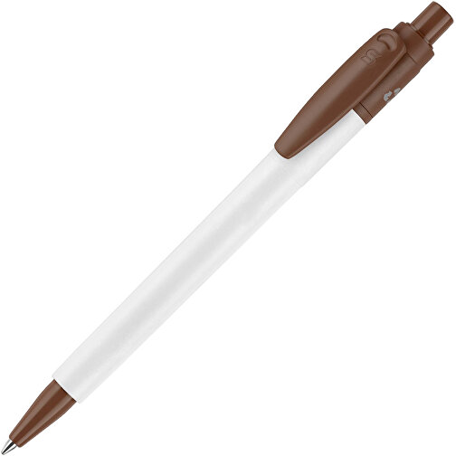 Kugelschreiber Baron 03 Recycled Hardcolour , weiss / braun, Recycled ABS, 13,40cm (Höhe), Bild 1