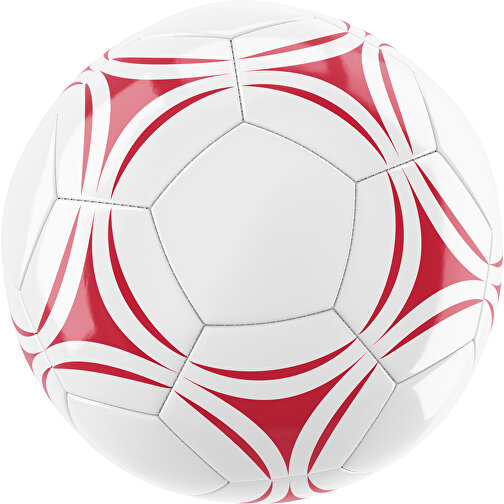 Fußball Gold 32-Panel-Promotionball - Individuell Bedruckt , weiß / dunkelrot, PU/PVC, 3-lagig, , Bild 1