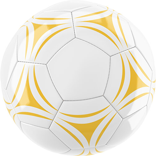 Fußball Gold 32-Panel-Promotionball - Individuell Bedruckt , weiß / goldgelb, PU/PVC, 3-lagig, , Bild 1