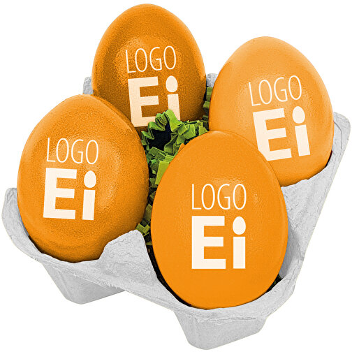 LogoEi 4er-Box - Weiß - Orange , orange, Pappe, 11,00cm x 7,00cm x 11,00cm (Länge x Höhe x Breite), Bild 1