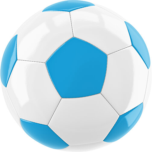 Fußball Gold 32-Panel-Promotionball - Individuell Bedruckt , weiß / himmelblau, PU/PVC, 3-lagig, , Bild 1