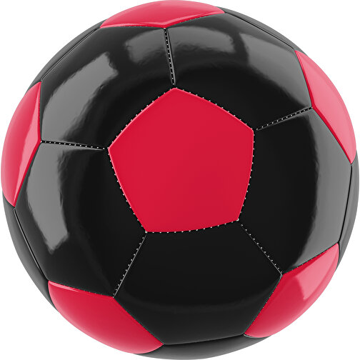 Fußball Gold 32-Panel-Promotionball - Individuell Bedruckt , schwarz / ampelrot, PU/PVC, 3-lagig, , Bild 1