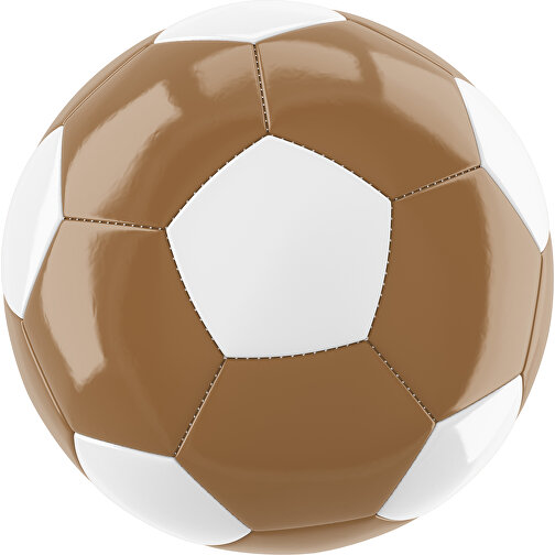 Fußball Gold 32-Panel-Promotionball - Individuell Bedruckt , erdbraun / weiß, PU/PVC, 3-lagig, , Bild 1