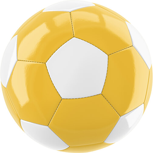 Fußball Gold 32-Panel-Promotionball - Individuell Bedruckt , goldgelb / weiß, PU/PVC, 3-lagig, , Bild 1