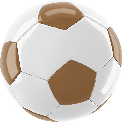 Fußball Gold 30-Panel-Promotionball - Individuell Bedruckt , weiß / erdbraun, PU/PVC, 3-lagig, , Bild 1