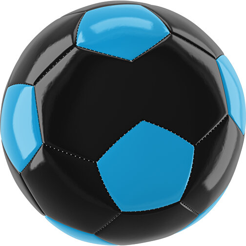 Fußball Gold 30-Panel-Promotionball - Individuell Bedruckt , schwarz / himmelblau, PU/PVC, 3-lagig, , Bild 1