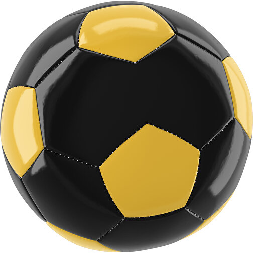 Fußball Gold 30-Panel-Promotionball - Individuell Bedruckt , schwarz / goldgelb, PU/PVC, 3-lagig, , Bild 1
