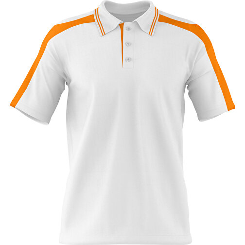 Poloshirt Individuell Gestaltbar , weiß / gelborange, 200gsm Poly / Cotton Pique, 3XL, 81,00cm x 66,00cm (Höhe x Breite), Bild 1