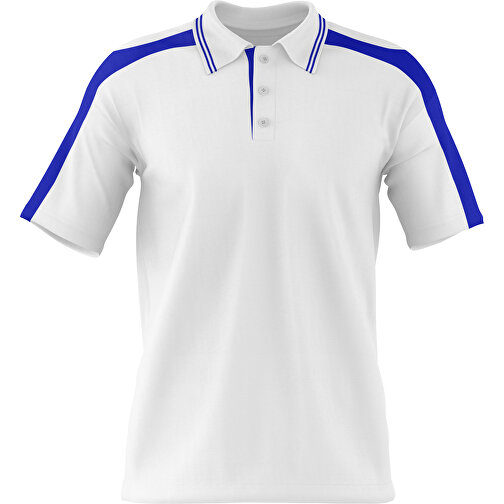 Poloshirt Individuell Gestaltbar , weiss / blau, 200gsm Poly / Cotton Pique, 2XL, 79,00cm x 63,00cm (Höhe x Breite), Bild 1