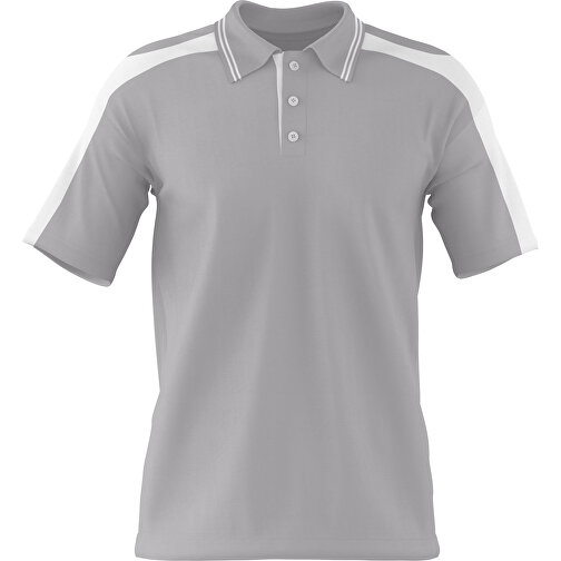 Poloshirt Individuell Gestaltbar , hellgrau / weiß, 200gsm Poly / Cotton Pique, XS, 60,00cm x 40,00cm (Höhe x Breite), Bild 1