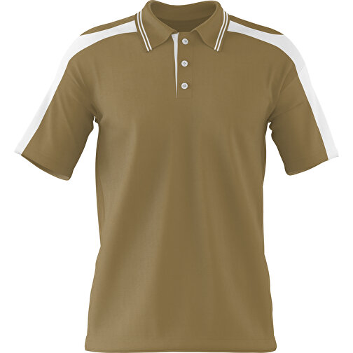 Poloshirt Individuell Gestaltbar , gold / weiss, 200gsm Poly / Cotton Pique, XL, 76,00cm x 59,00cm (Höhe x Breite), Bild 1