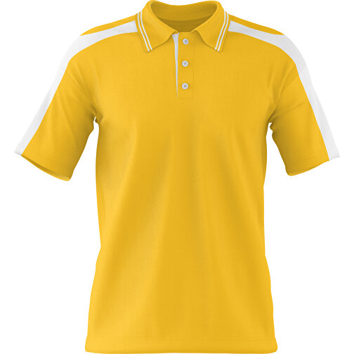 Poloshirt Individuell Gestaltbar , sonnengelb / weiß, 200gsm Poly / Cotton Pique, XL, 76,00cm x 59,00cm (Höhe x Breite), Bild 1