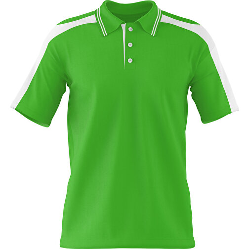 Poloshirt Individuell Gestaltbar , grasgrün / weiß, 200gsm Poly / Cotton Pique, S, 65,00cm x 45,00cm (Höhe x Breite), Bild 1