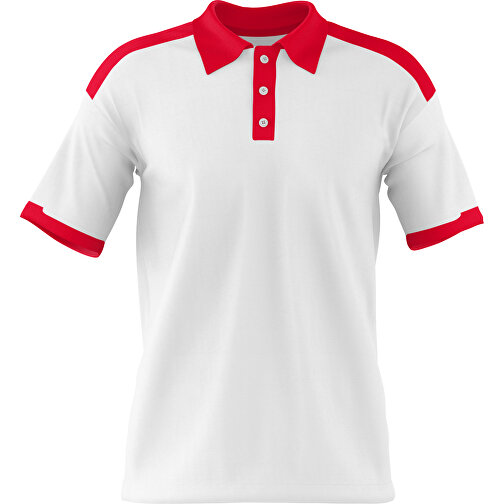Poloshirt Individuell Gestaltbar , weiß / ampelrot, 200gsm Poly / Cotton Pique, XS, 60,00cm x 40,00cm (Höhe x Breite), Bild 1