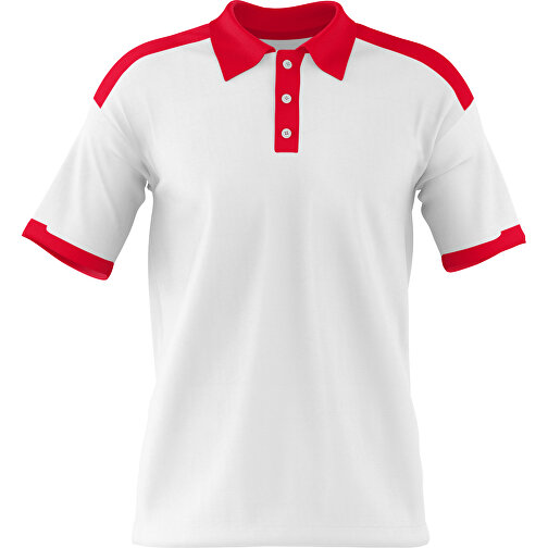 Poloshirt Individuell Gestaltbar , weiss / ampelrot, 200gsm Poly / Cotton Pique, XS, 60,00cm x 40,00cm (Höhe x Breite), Bild 1