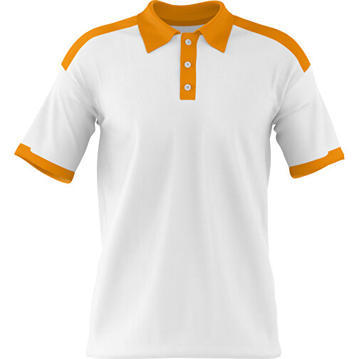 Poloshirt Individuell Gestaltbar , weiß / kürbisorange, 200gsm Poly / Cotton Pique, XS, 60,00cm x 40,00cm (Höhe x Breite), Bild 1