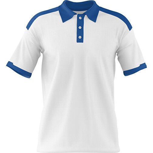 Poloshirt Individuell Gestaltbar , weiss / dunkelblau, 200gsm Poly / Cotton Pique, XL, 76,00cm x 59,00cm (Höhe x Breite), Bild 1