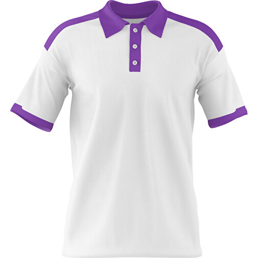 Poloshirt Individuell Gestaltbar , weiss / lavendellila, 200gsm Poly / Cotton Pique, XL, 76,00cm x 59,00cm (Höhe x Breite), Bild 1