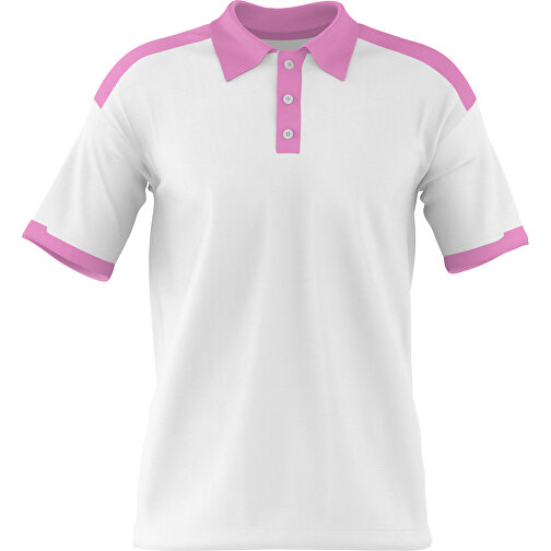 Poloshirt Individuell Gestaltbar , weiss / rosa, 200gsm Poly / Cotton Pique, XL, 76,00cm x 59,00cm (Höhe x Breite), Bild 1