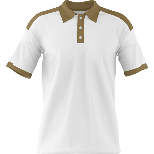 Poloshirt Individuell Gestaltbar , weiß / gold, 200gsm Poly / Cotton Pique, S, 65,00cm x 45,00cm (Höhe x Breite), Bild 1