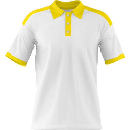 Poloshirt Individuell Gestaltbar , weiss / gelb, 200gsm Poly / Cotton Pique, S, 65,00cm x 45,00cm (Höhe x Breite), Bild 1