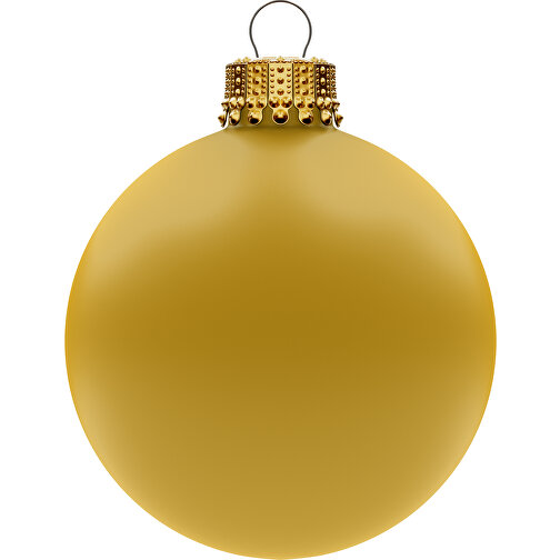 Juletræskugle medium 66 mm, krone guld, mat, Billede 1