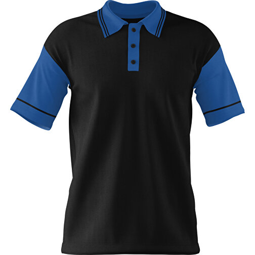 Poloshirt Individuell Gestaltbar , schwarz / dunkelblau, 200gsm Poly / Cotton Pique, XS, 60,00cm x 40,00cm (Höhe x Breite), Bild 1