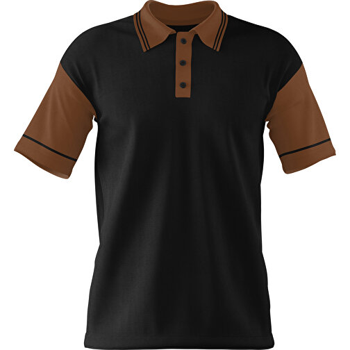 Poloshirt Individuell Gestaltbar , schwarz / dunkelbraun, 200gsm Poly / Cotton Pique, XL, 76,00cm x 59,00cm (Höhe x Breite), Bild 1